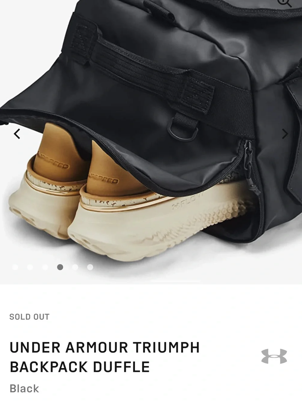 Under Armour Black Duffel Bag with Shoulder Strap